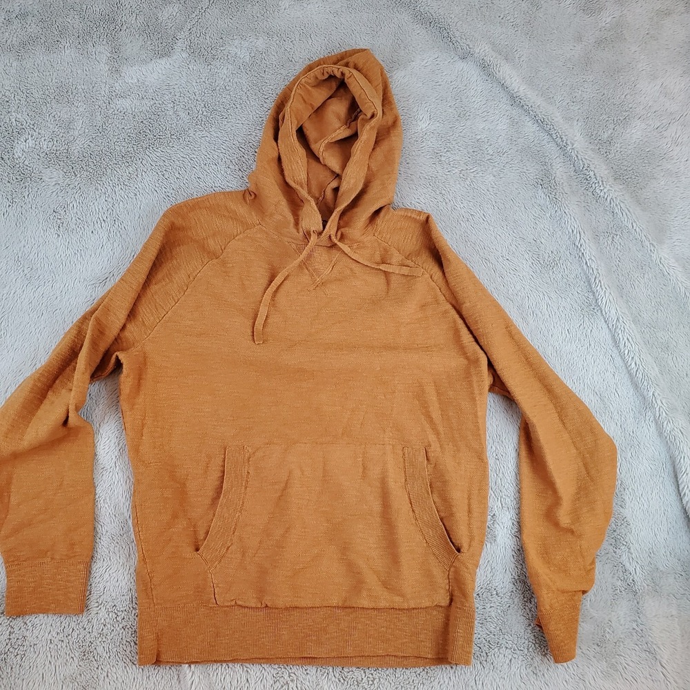 Alesbury Hoodie Mens Sz M Cotton Knit Slub Raglan Long Sleeve Pullover Orange